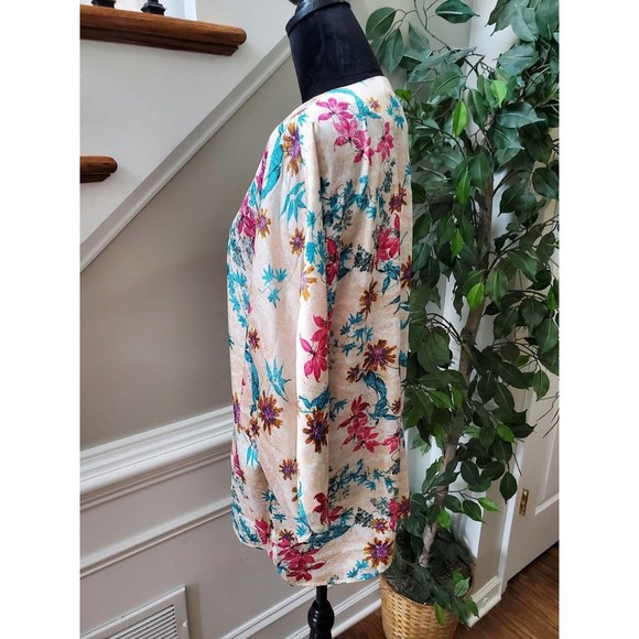 Beautifully Couture Women Floral Polyester Long Sleeve Open Front Kimono Small - Picture 6 of 13